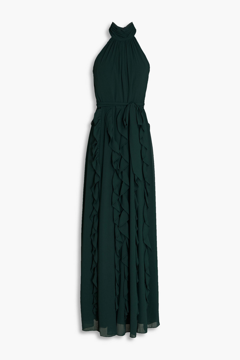 Mikael Aghal - Ruffled georgette maxi dress - Green - US 16