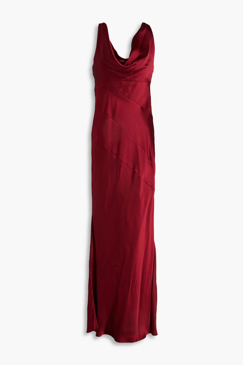 nicholas - draped silk-blend satin gown - burgundy - us 2