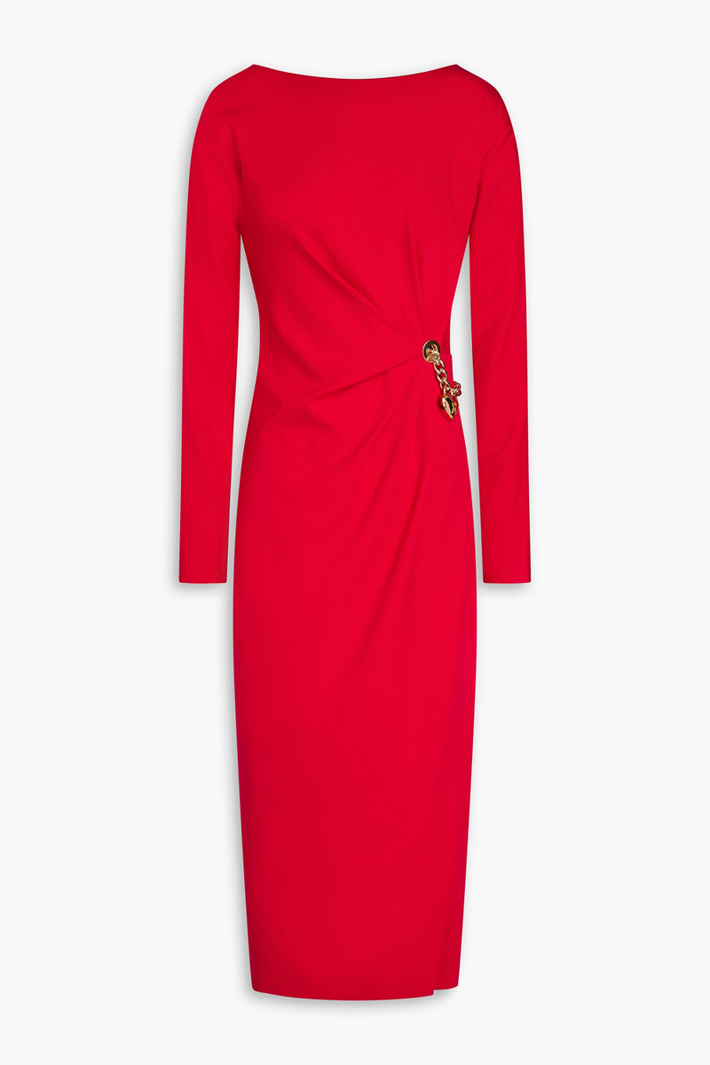 moschino - embellished ponte midi dress - red - it 40