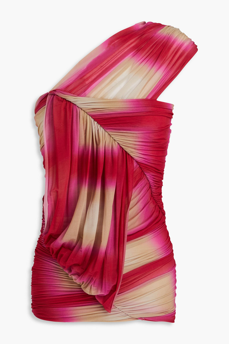Rick Owens - One-shoulder ruched printed cupro-blend jersey top - Purple - IT 42