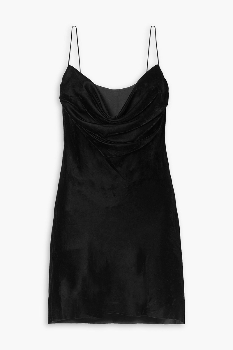 Dion Lee - Architrave layered velvet and tulle mini dress - Black - UK 14