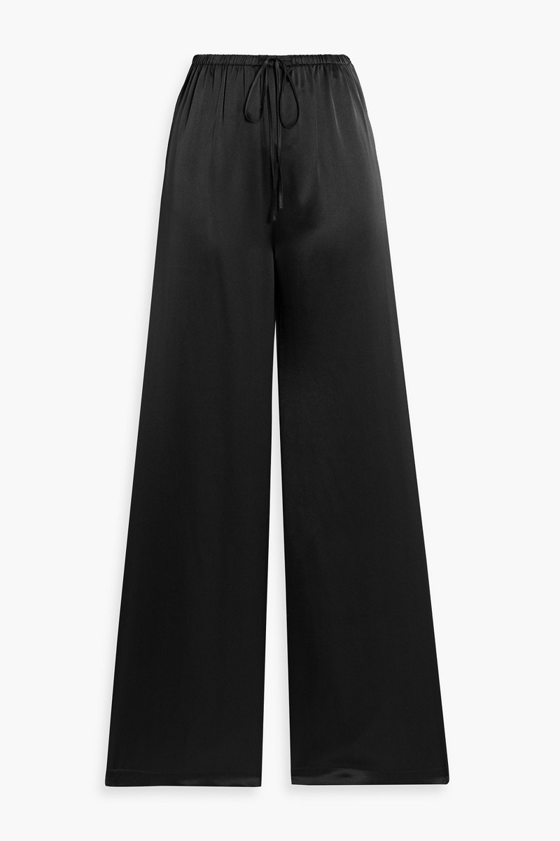 frame - the lounge silk wide-leg pants - black - s