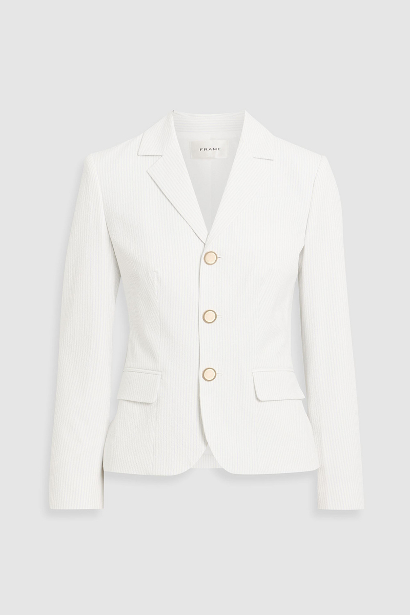 frame - striped seersucker blazer - white - us 00