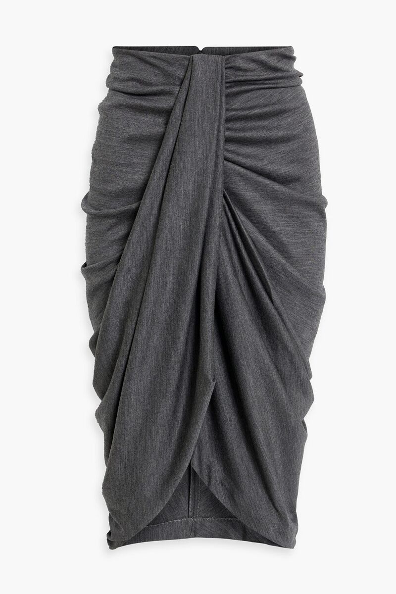 Isabel Marant - Dastica draped ruched wool-jersey midi pencil skirt - Gray - FR 40