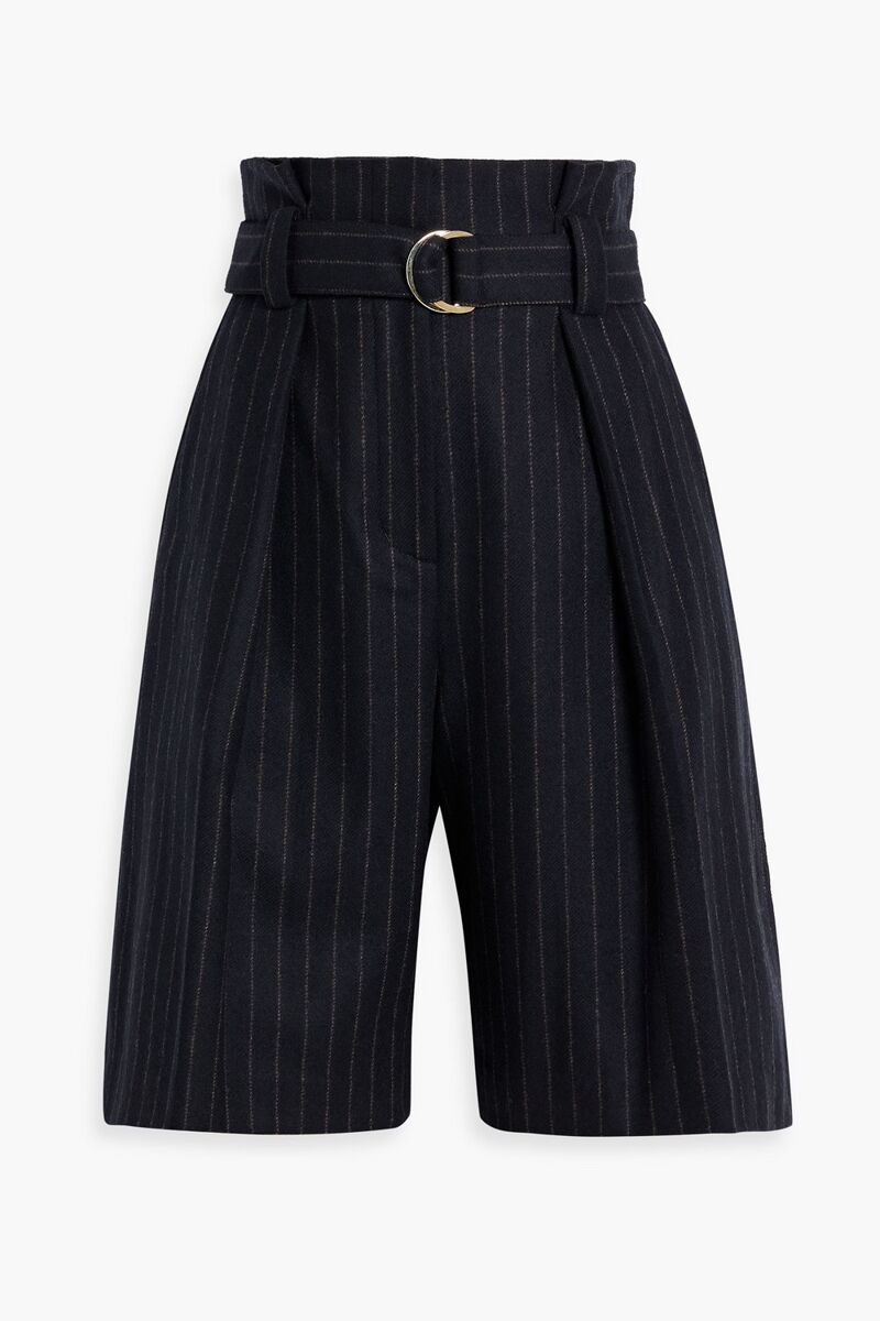 3.1 Phillip Lim - Belted pinstriped wool-blend shorts - Blue - US 4