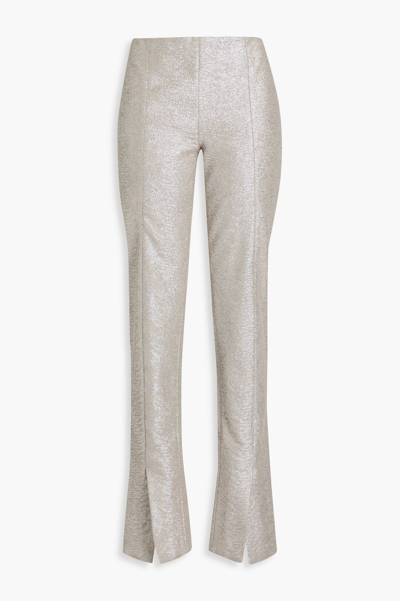 zimmermann - metallic cotton-bouclé straight-leg pants - metallic - 2
