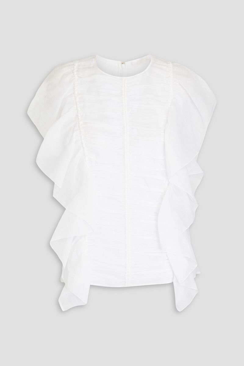 Chloé - Ruffled ramie blouse - White - FR 40