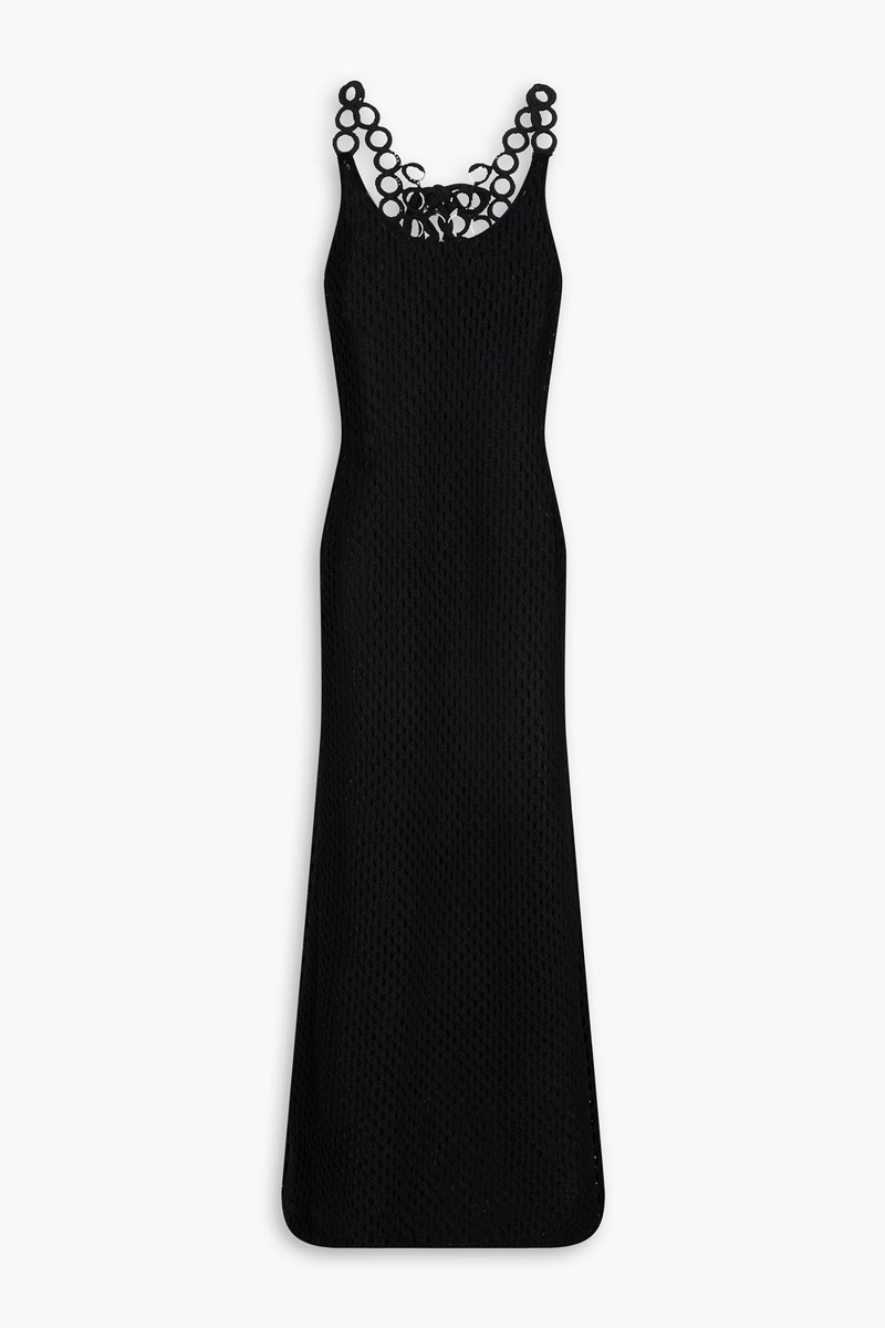 Chloé - Embellished pointelle-knit wool maxi dress - Black - XS
