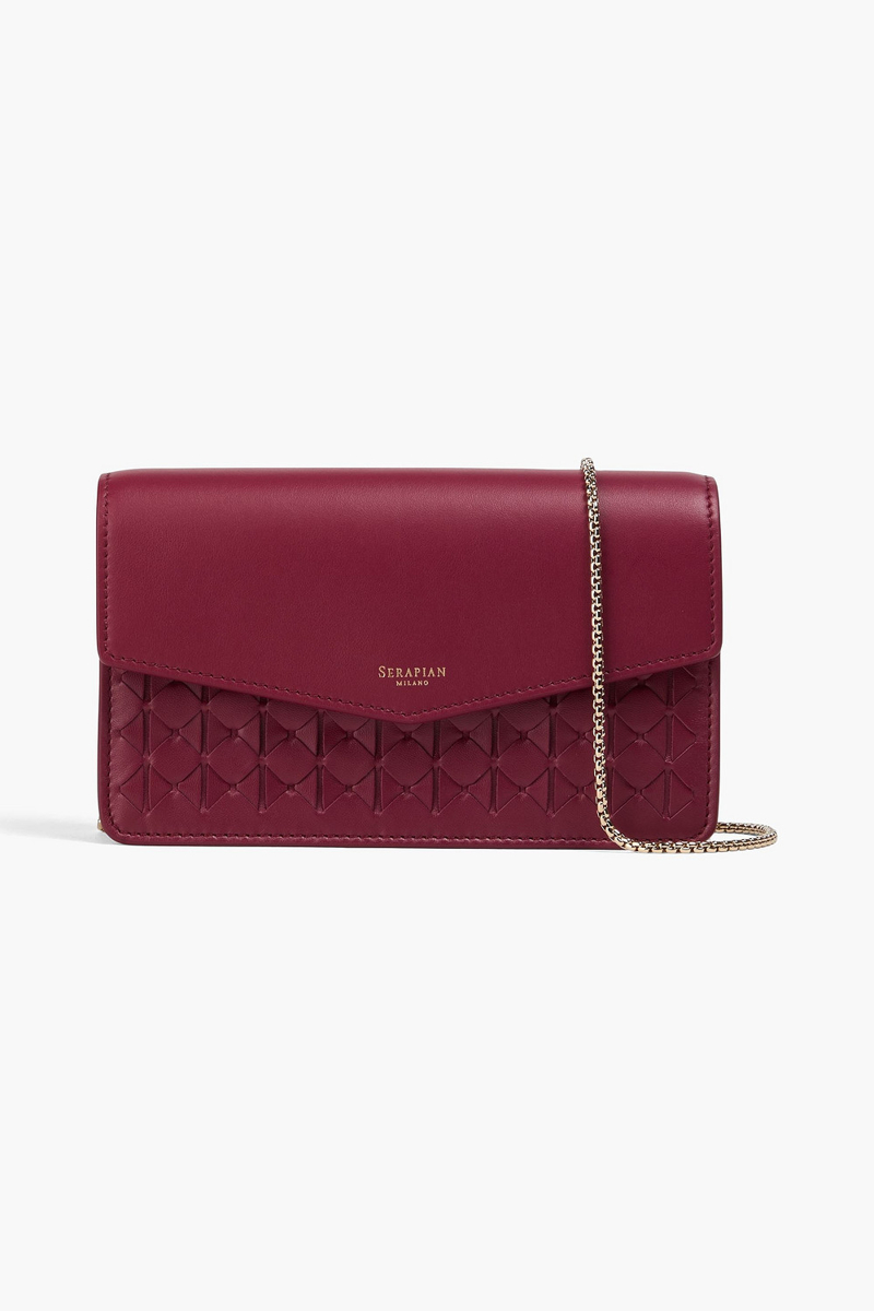 serapian - mosaico woven leather clutch - burgundy - onesize