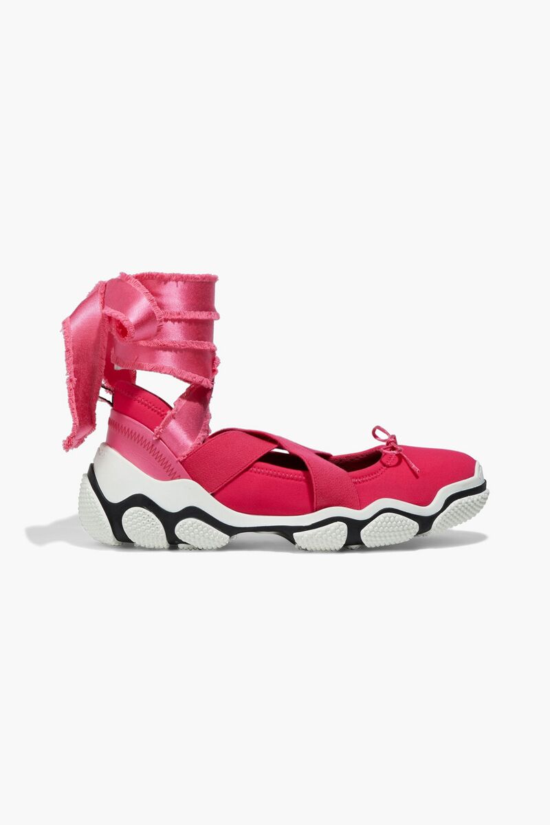 RED(V) - Satin-trimmed bow-detailed neoprene sneakers - Pink - EU 38