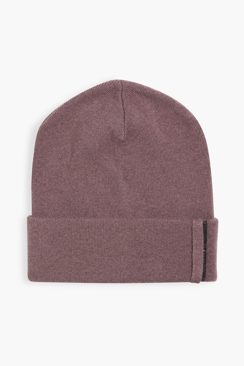 brunello cucinelli - bead-embellished cashmere beanie - purple - s