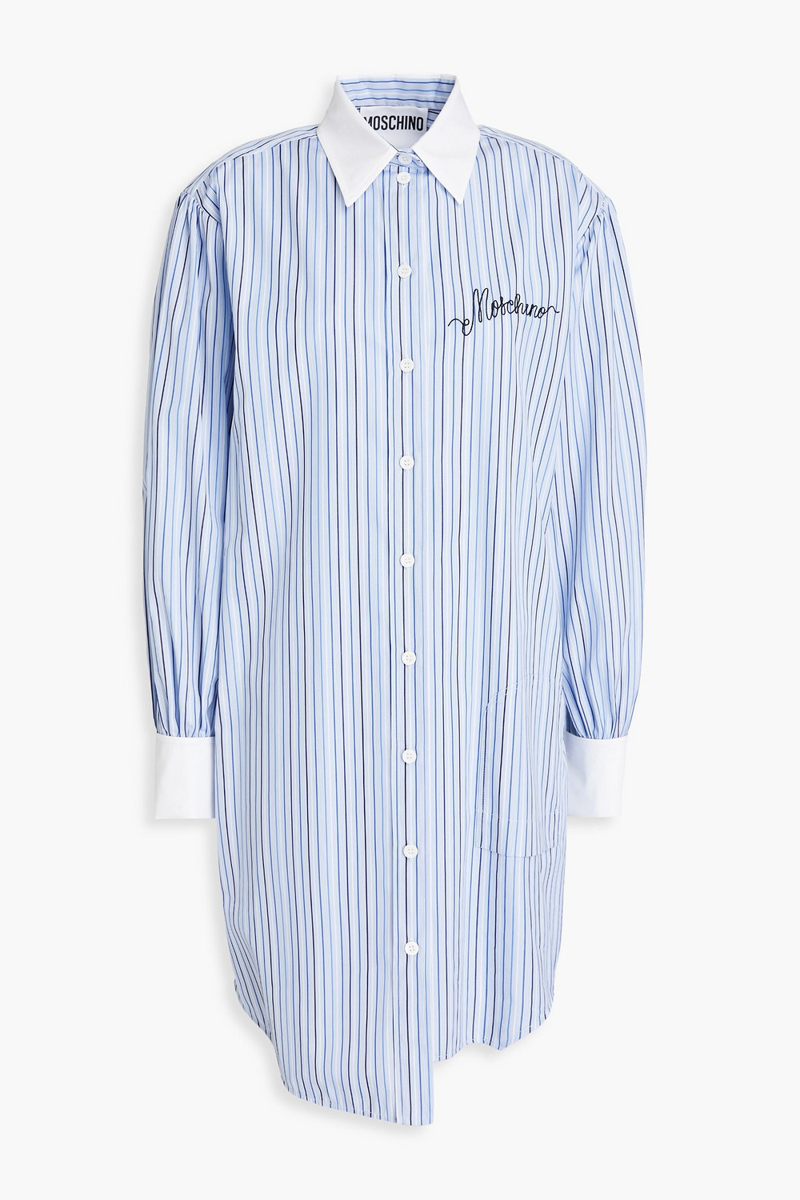 moschino - striped cotton-poplin shirt dress - blue - it 40