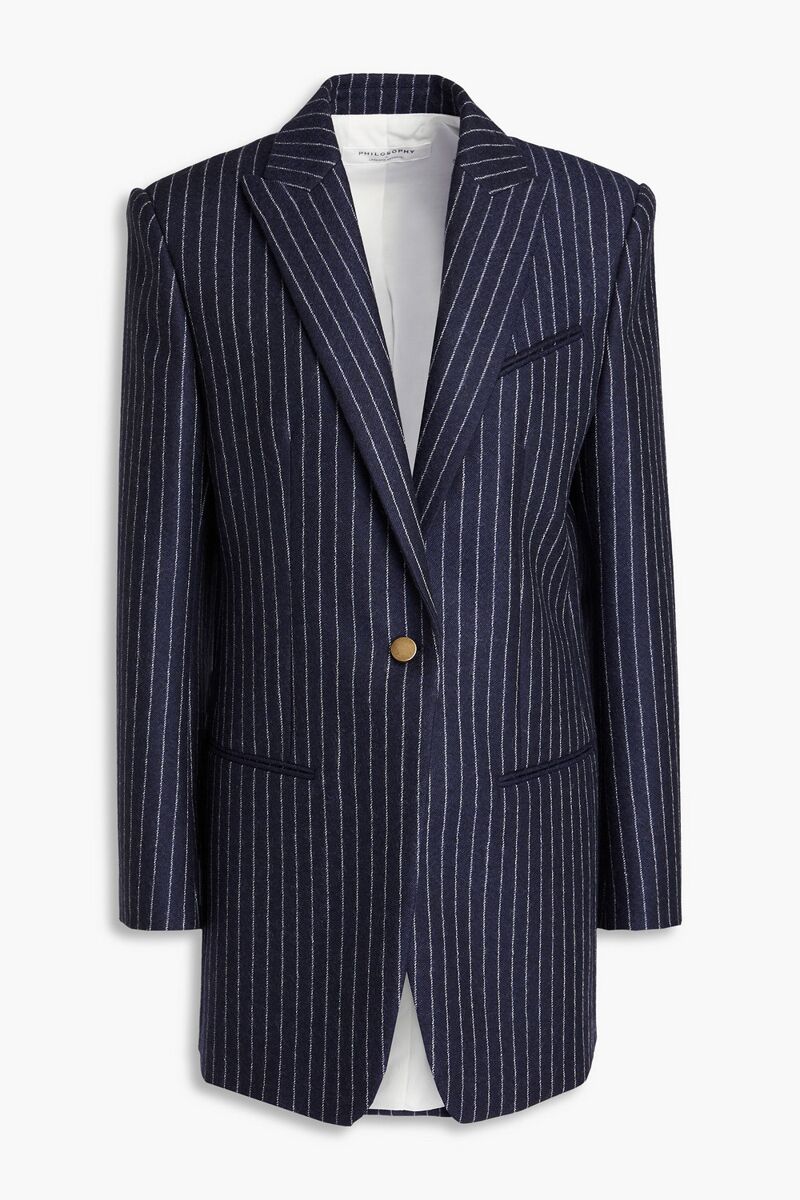 Philosophy di Lorenzo Serafini - Pinstriped brushed wool-twill blazer - Blue - IT 40