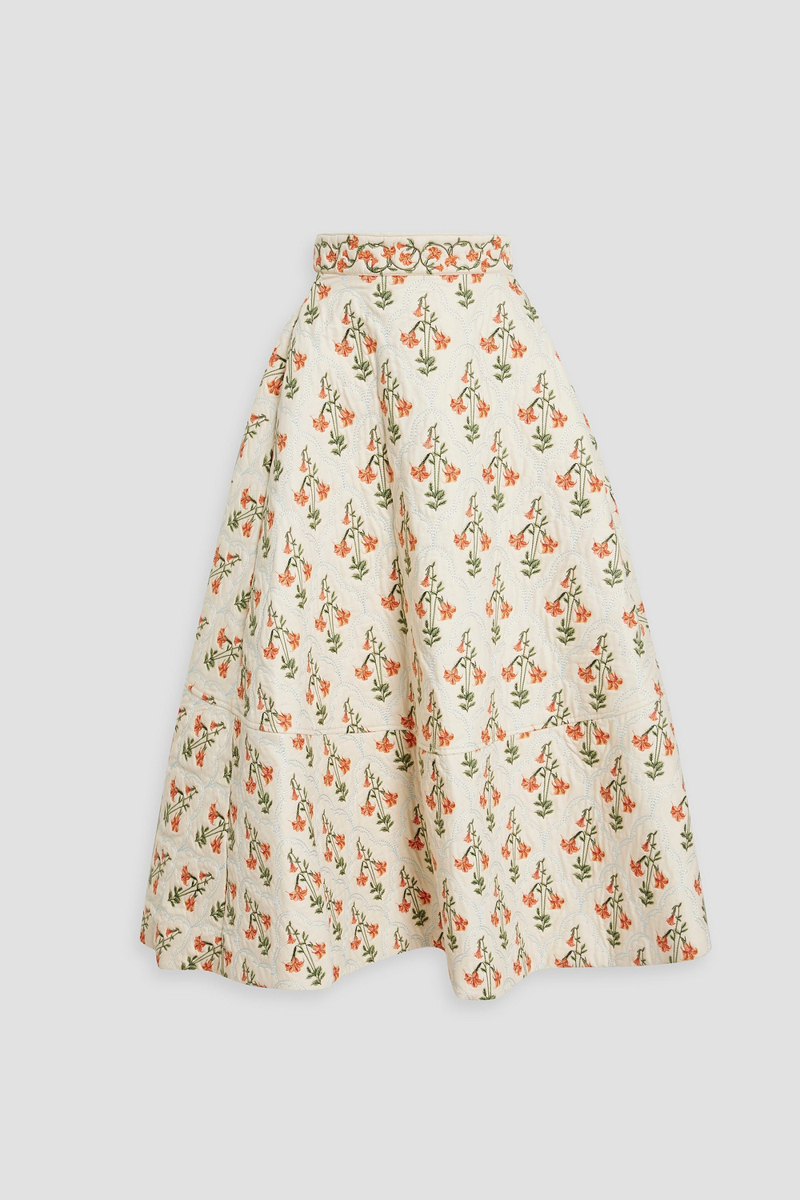 AGUA BY AGUA BENDITA - Bergamota Sabanero Atardecer embroidered cotton maxi skirt - White - XL
