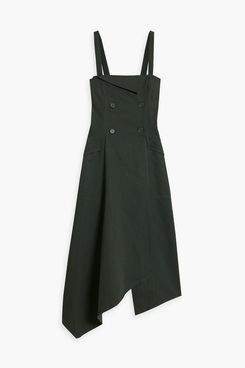 a.l.c. - scarlett asymmetric cotton and linen-blend midi dress - green - us 0