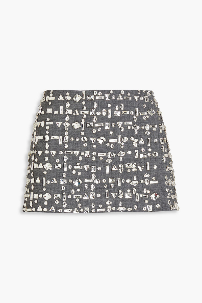 16ARLINGTON - Minerva crystal-embellished crepe mini skirt - Gray - UK 6