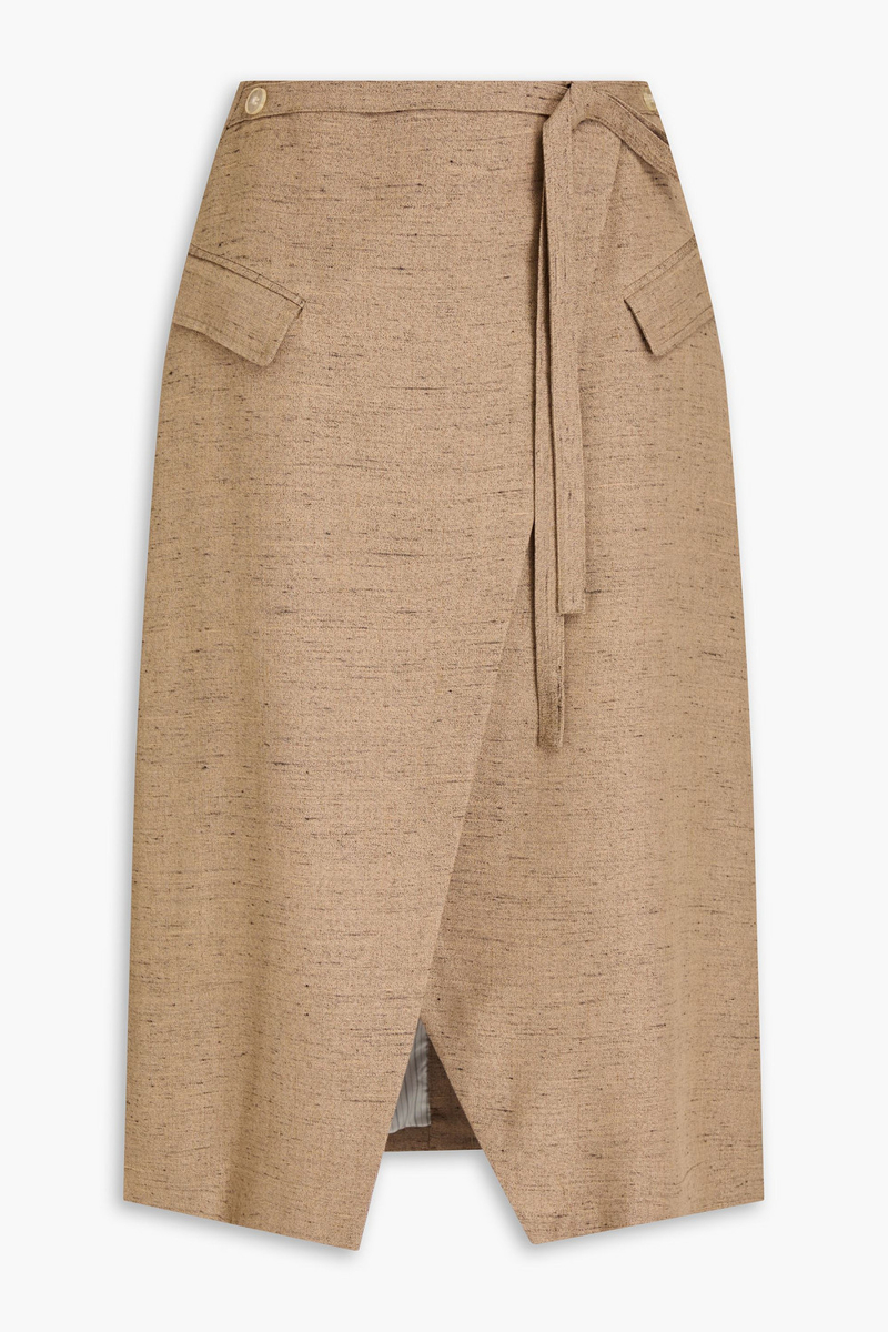 3.1 phillip lim - wrap-effect tweed midi skirt - neutral - us 6