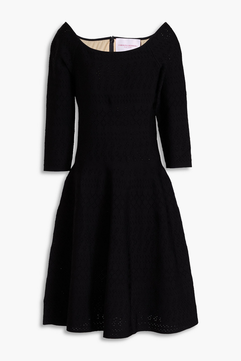 carolina herrera - pointelle-knit dress - black - l