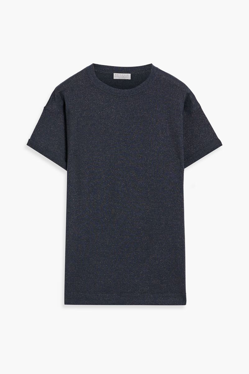 Brunello Cucinelli - Metallic cashmere-blend T-shirt - Blue - XS