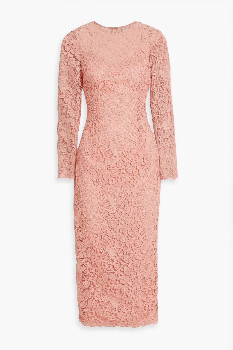carolina herrera - guipure lace midi dress - pink - us 2