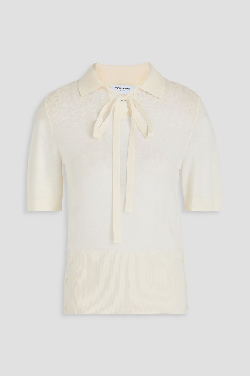 thom browne - wool polo shirt - white - it 42