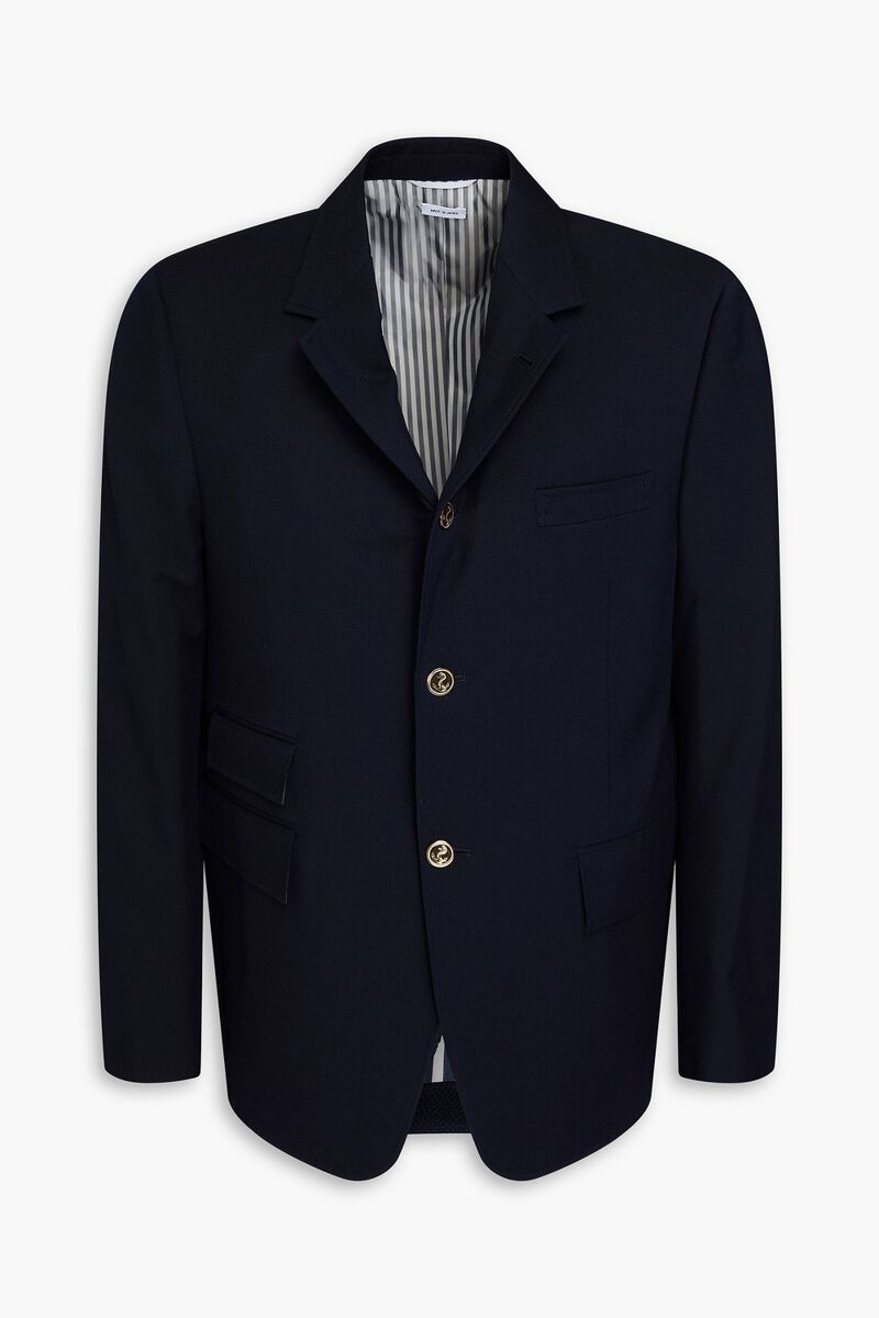 Thom Browne - Wool-piqué blazer - Blue - 0