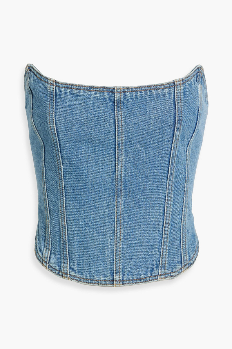 magda butrym - strapless denim bustier top - blue - fr 40