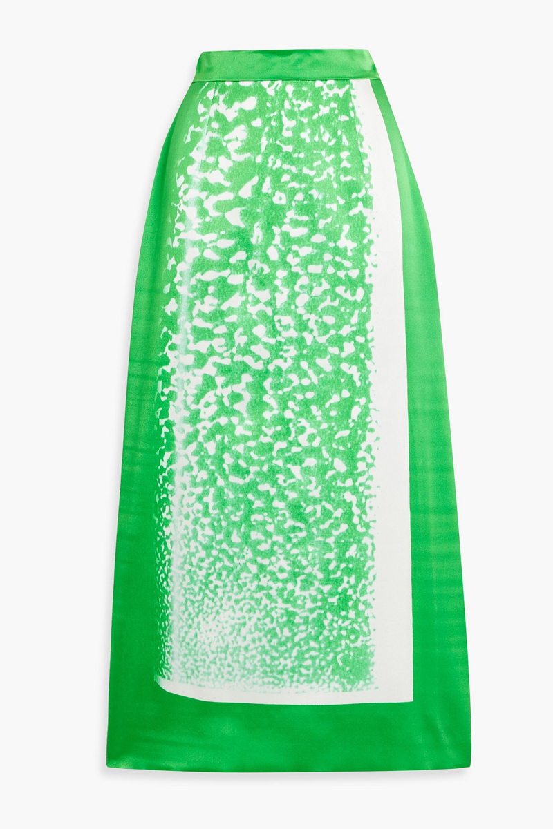 roksanda - printed silk-satin midi skirt - green - uk 10
