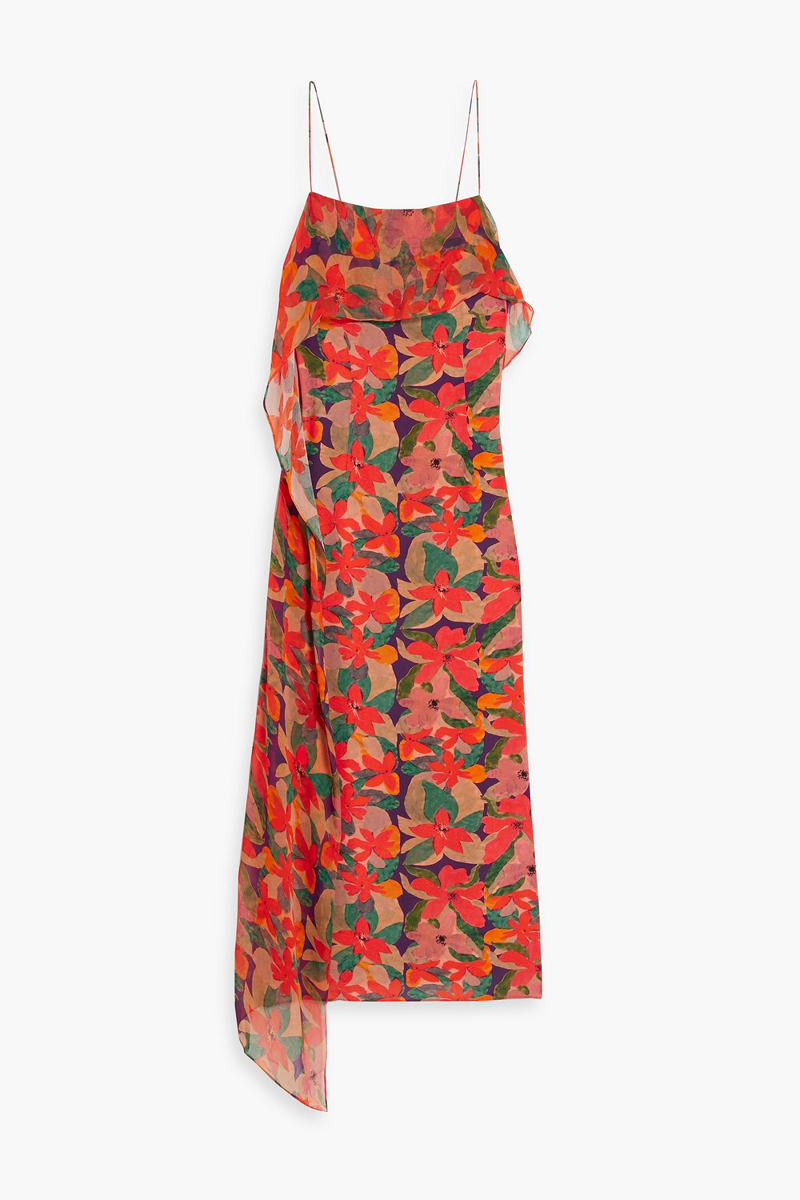 solid & striped - the lanier draped floral-print georgette and crepe de chine maxi dress - multicolor - s