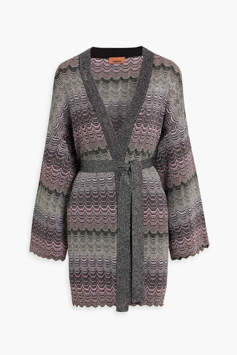 missoni - belted metallic crochet-knit cardigan - pink - it 38