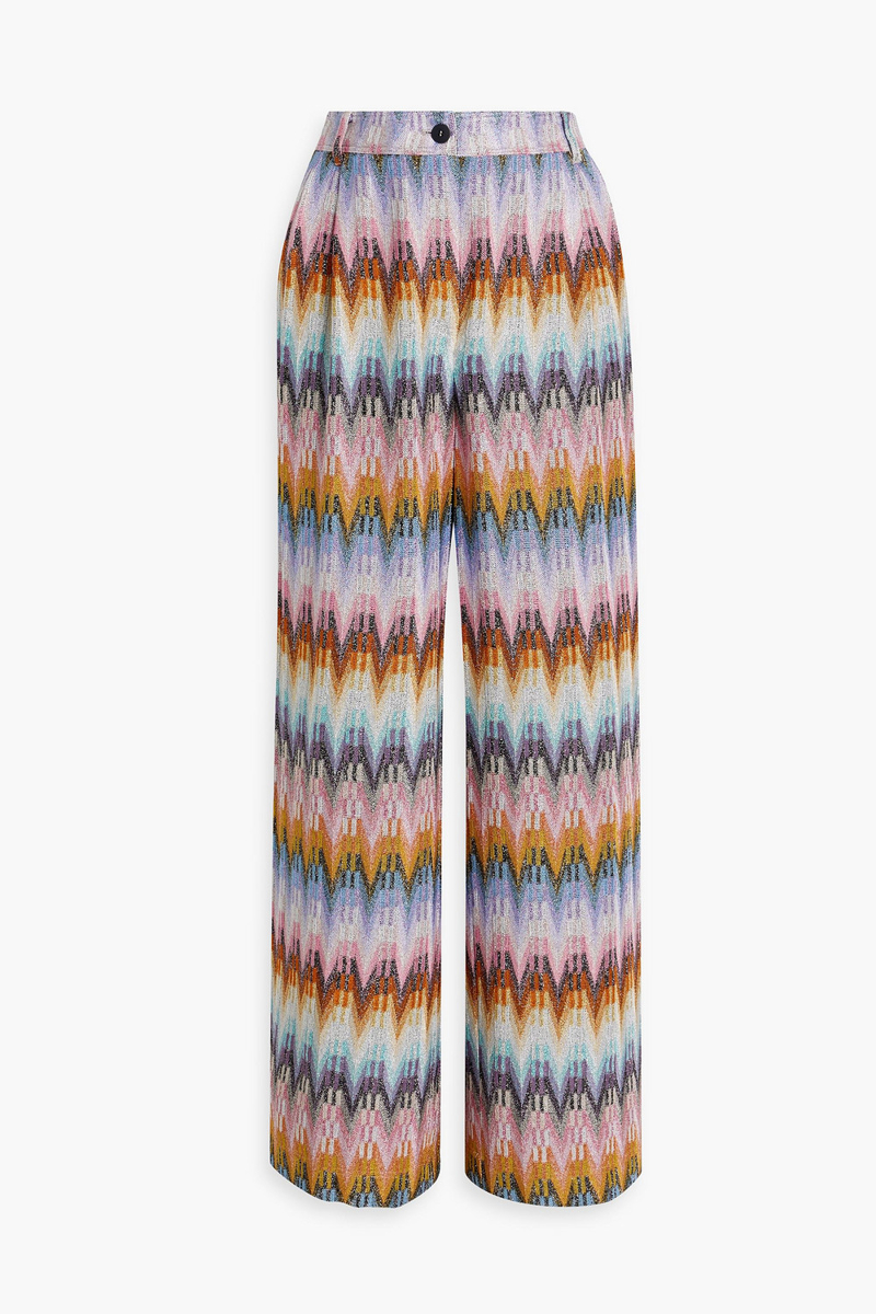 missoni - metallic crochet-knit wide-leg pants - pink - it 46