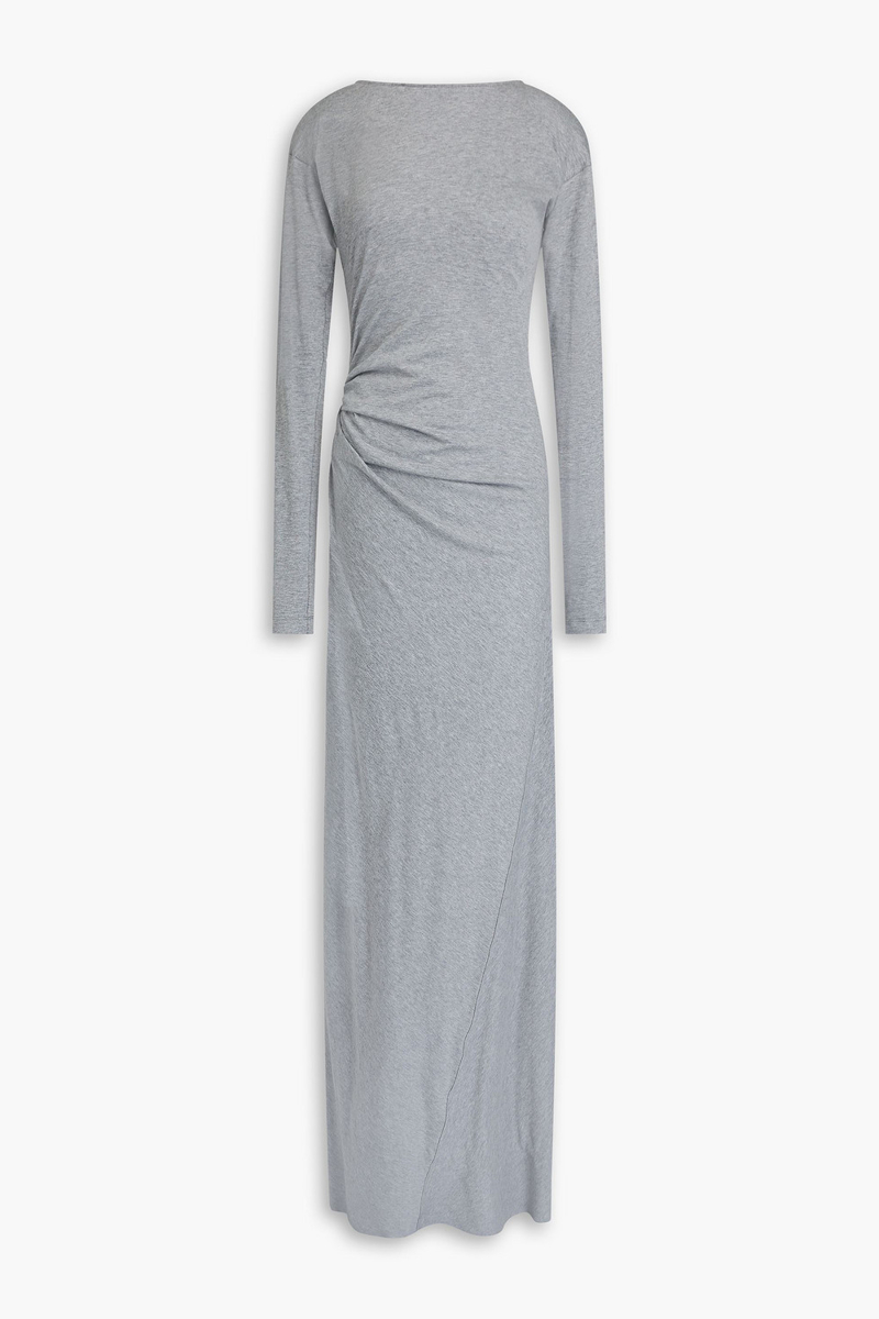 victoria beckham - ruched cotton-jersey maxi dress - gray - uk 4