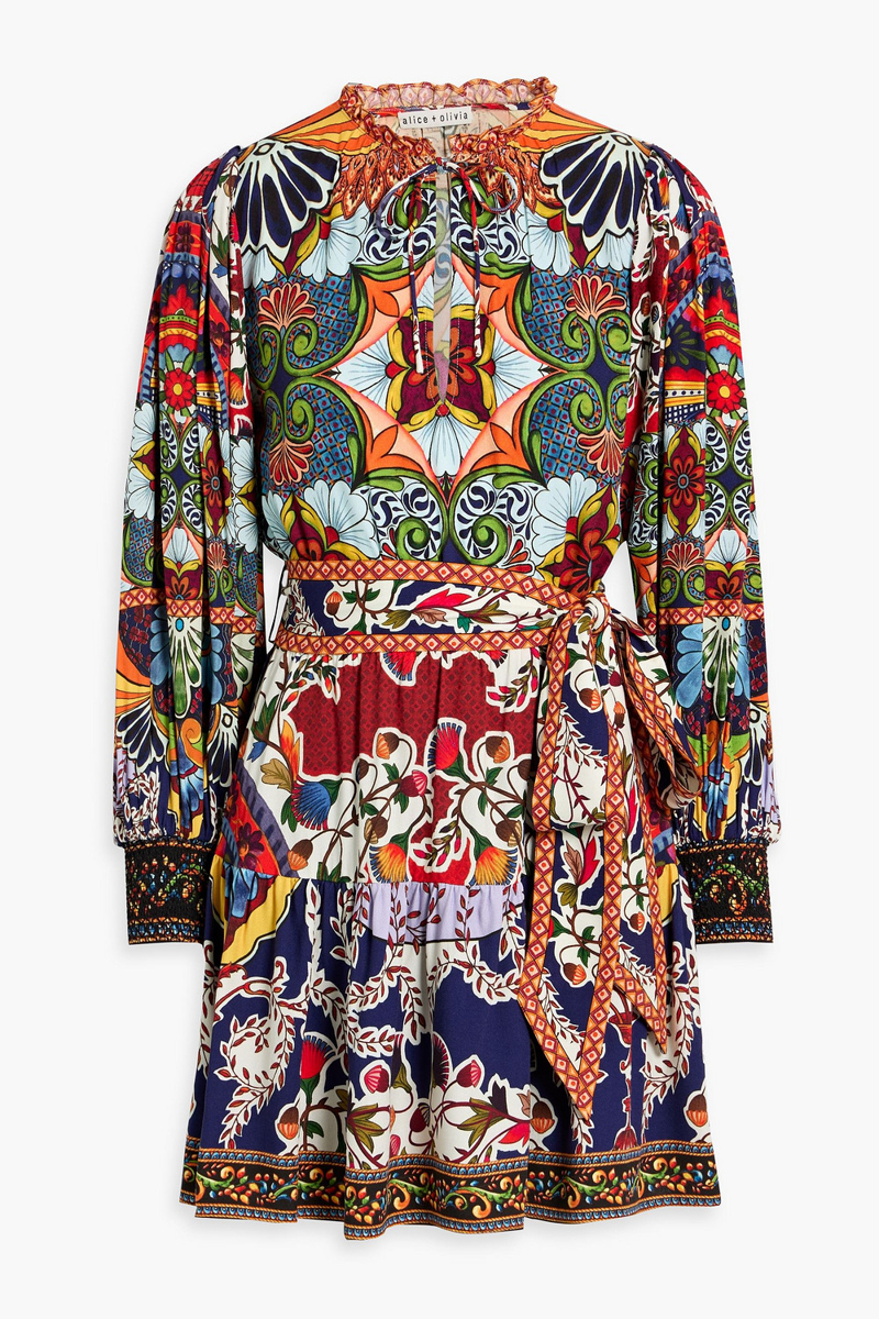 alice olivia - sadie printed crepe mini dress - multicolor - us 0