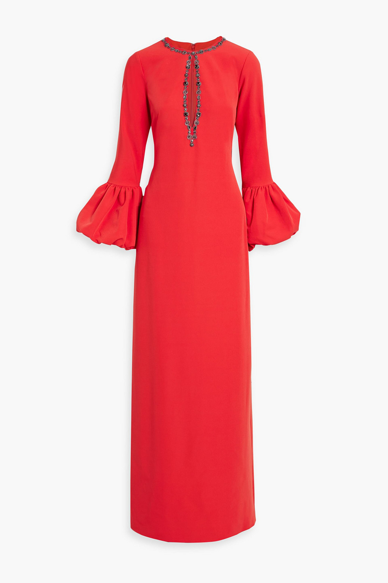 marchesa notte - cutout embellished crepe gown - red - us 4