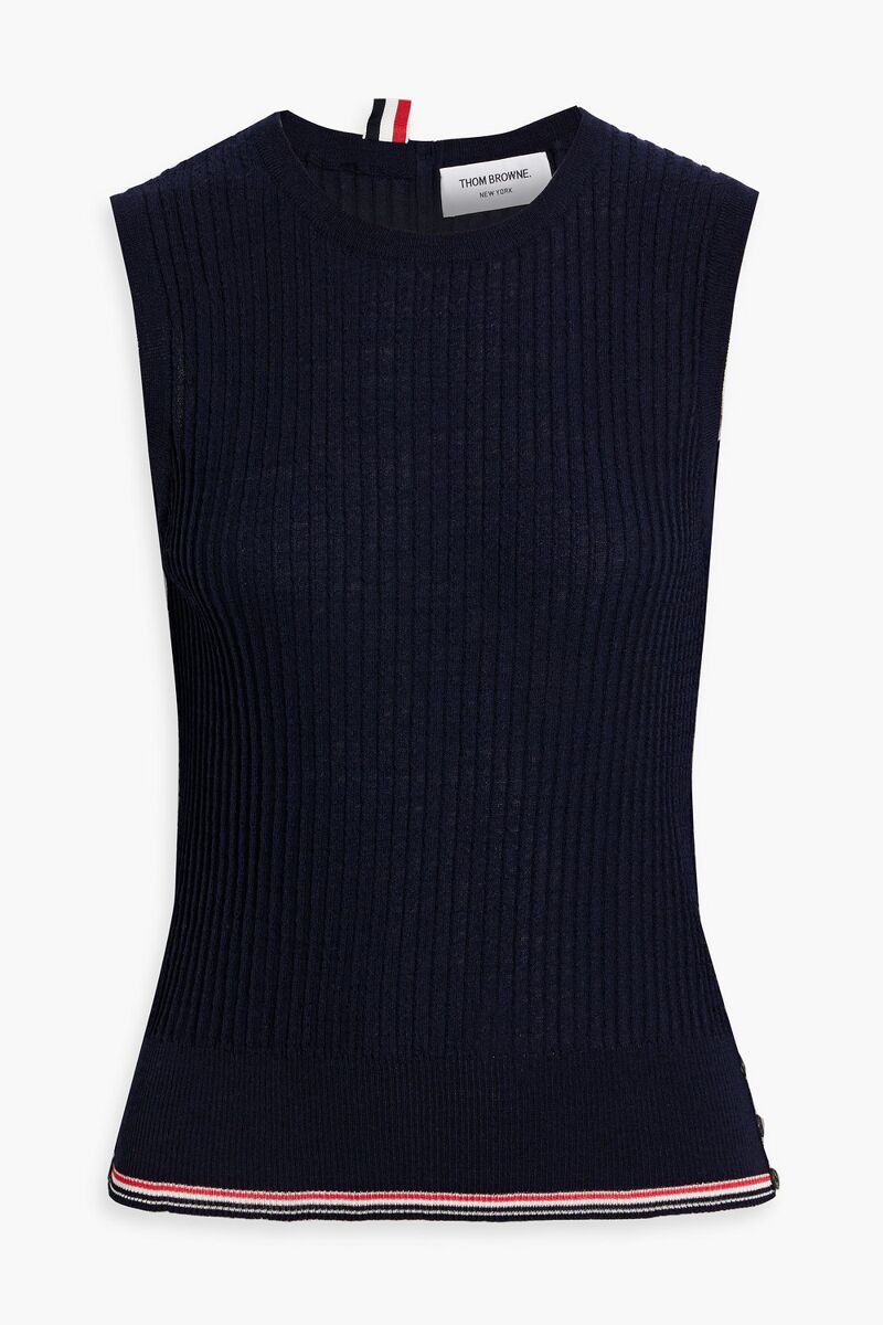 Thom Browne - Ribbed wool-blend top - Blue - IT 38