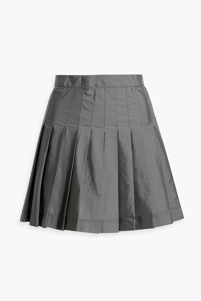 thom browne - pleated ripstop mini skirt - gray - it 34
