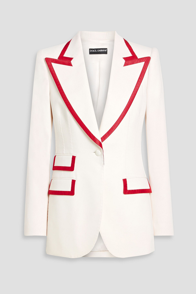 dolce&gabbana - faille-trimmed wool-blend blazer - white - it 40