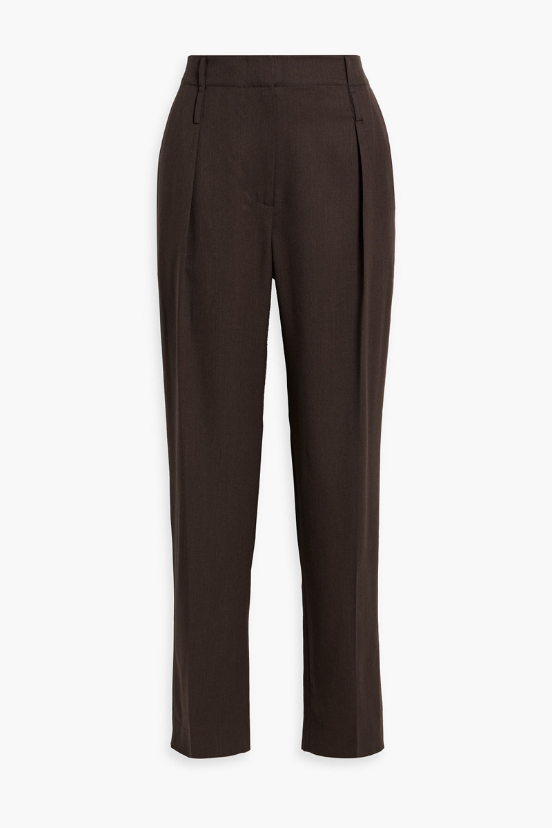 a.emery - draper wool-twill tapered pants - brown - uk 12