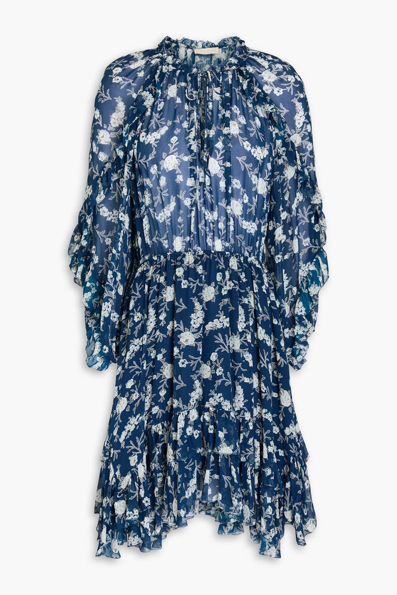 Ulla Johnson - Alissa ruffled floral-print silk-georgette mini dress - Blue - US 10