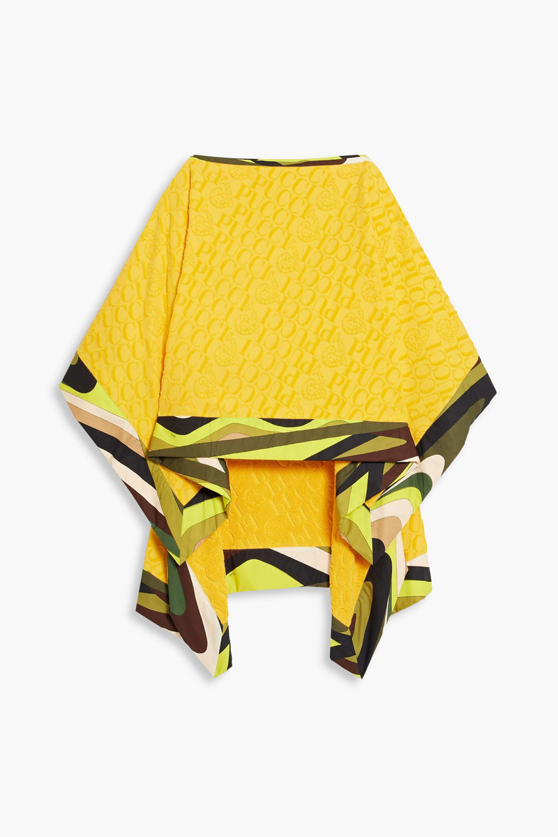 pucci - draped printed cotton-terry jacquard top - yellow - onesize