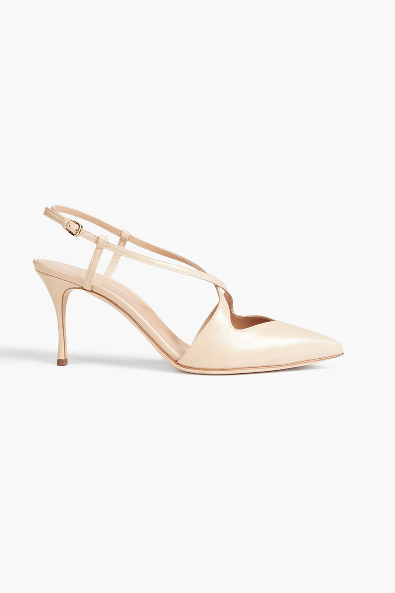 Sergio Rossi - Cutout leather slingback pumps - Neutral - EU 37
