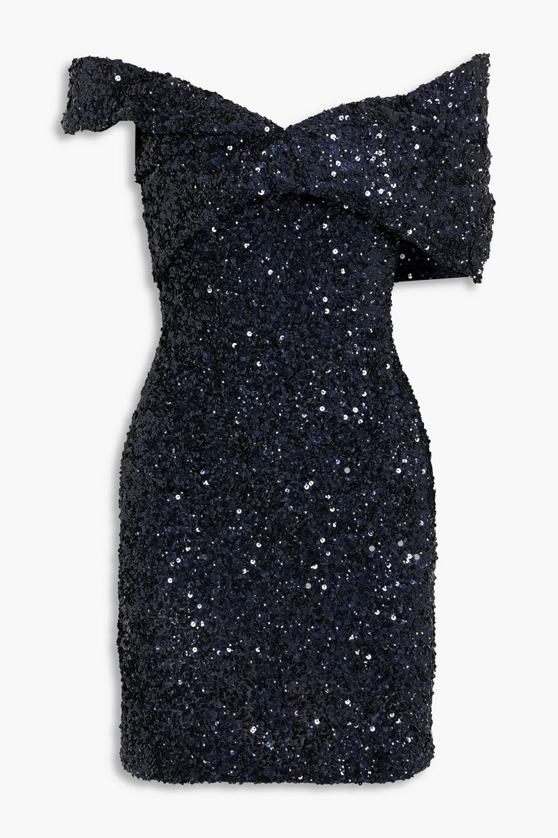 Rachel Gilbert - Mirella off-the-shoulder sequined tulle mini dress - Blue - 3