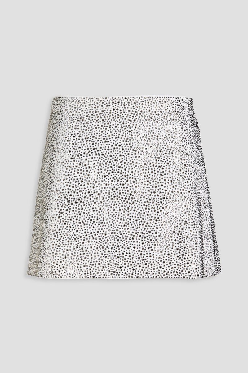 Alice Olivia - Riley crystal-embellished crepe mini skirt - White - US 6