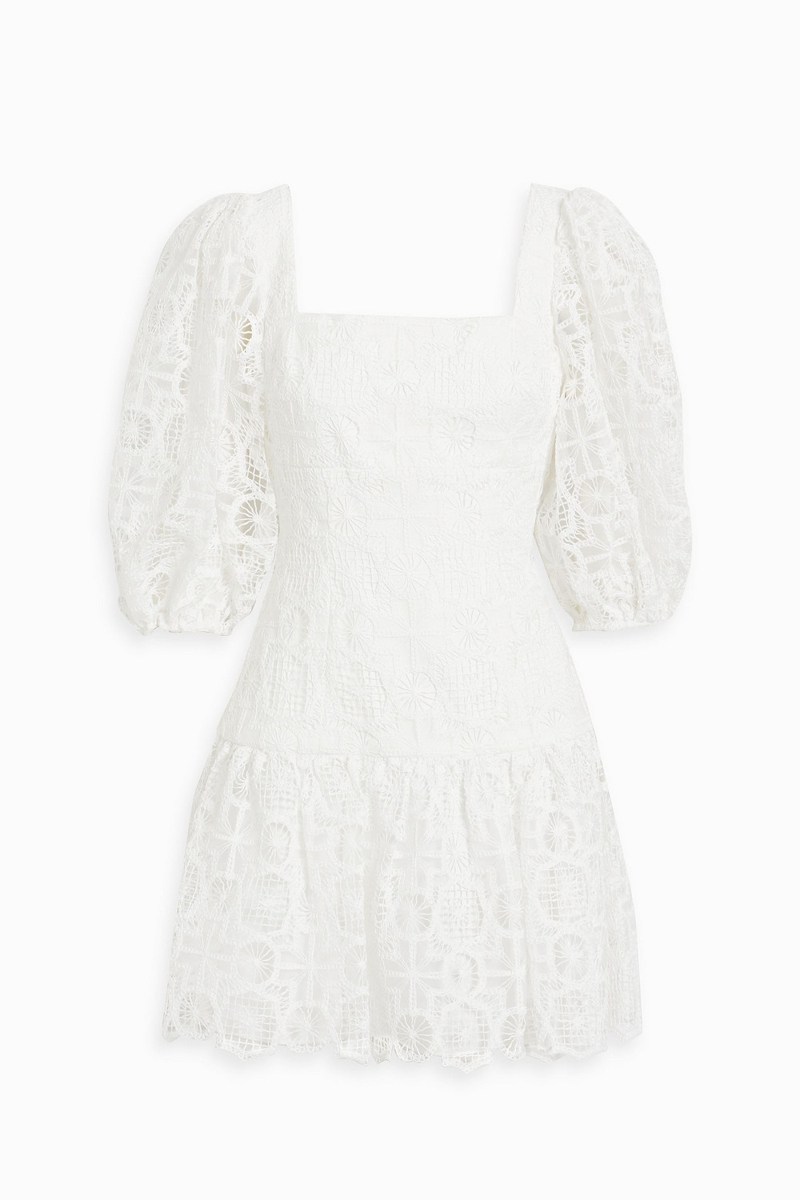 ML Monique Lhuillier - Gathered macramé mini dress - White - US 6