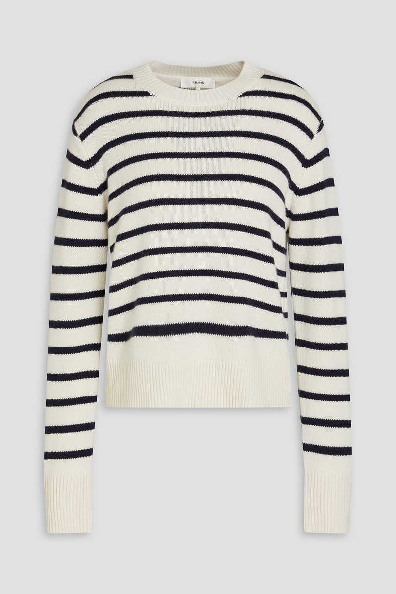 frame - striped cashmere sweater - white - xs