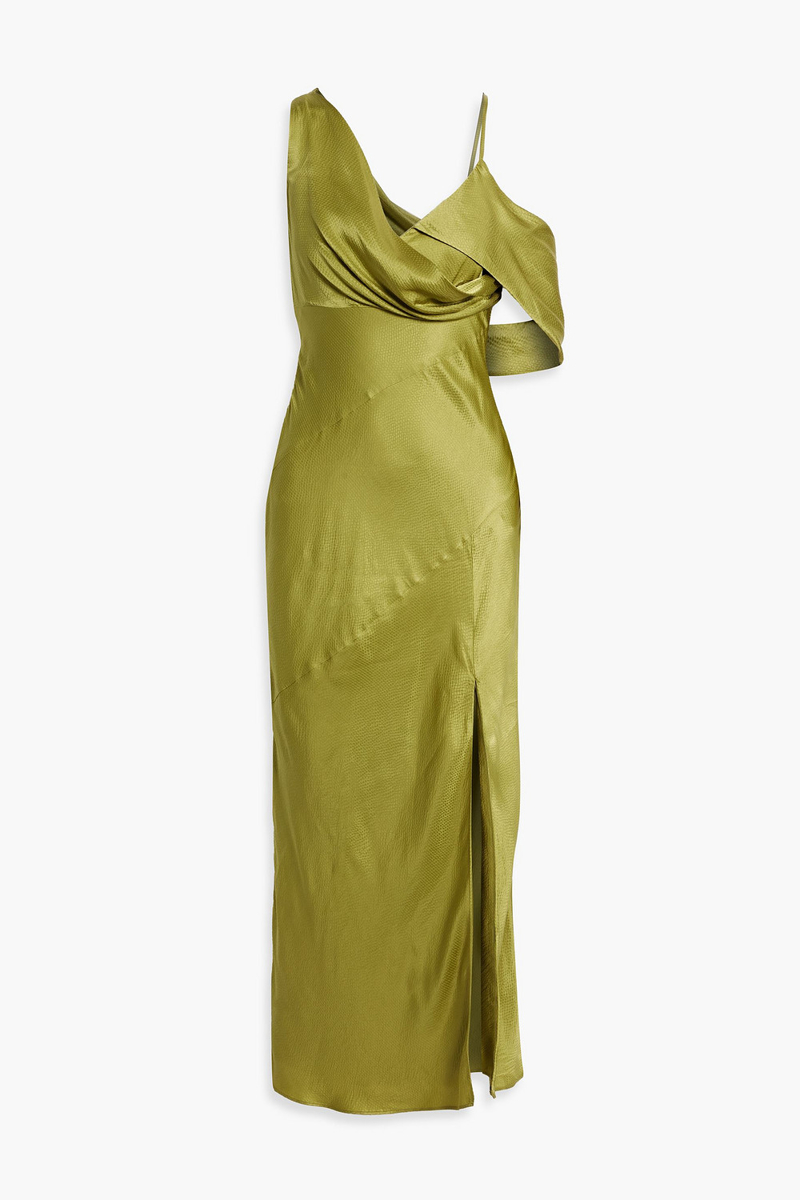 nicholas - draped satin-crepe midi dress - green - us 0