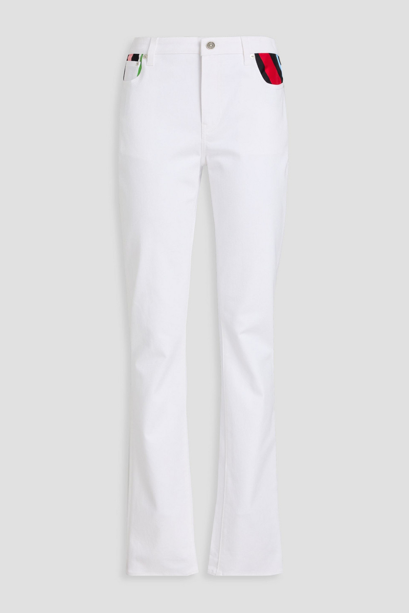 pucci - silk-trimmed high-rise straight-leg jeans - white - it 38
