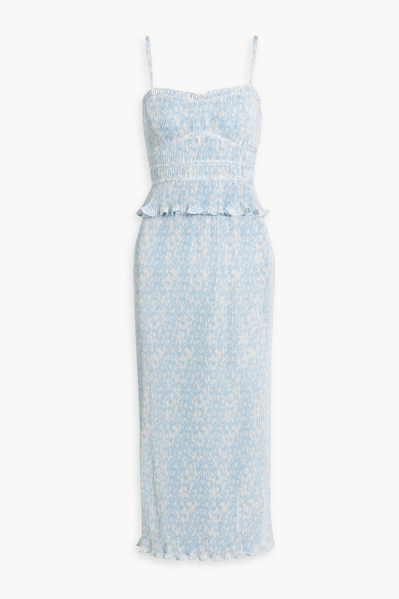 Derek Lam 10 Crosby - Brisha printed plissé-satin midi dress - Blue - US 10