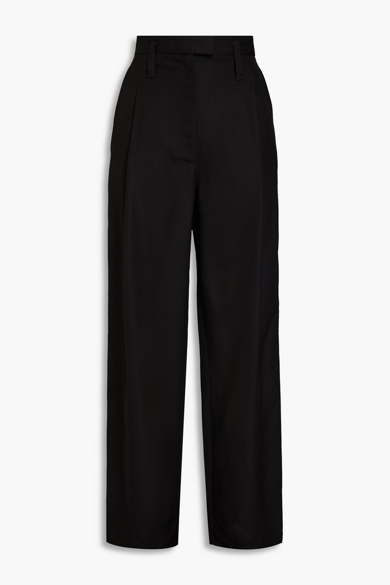 philosophy di lorenzo serafini - pleated grain de poudre wide-leg pants - black - it 38