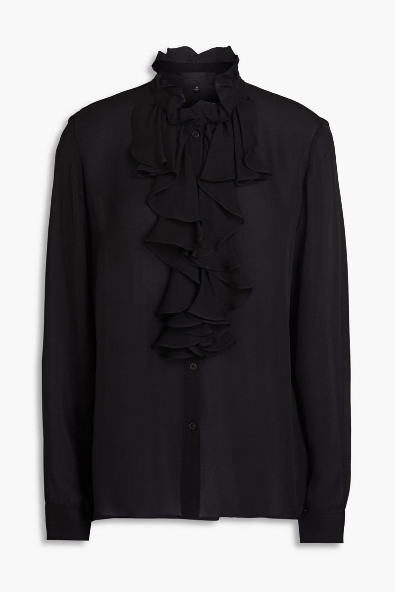 Nili Lotan - Ruffled silk-chiffon shirt - Black - XS